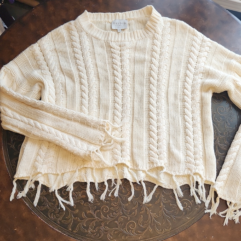 Madewell Cream Cable Knit Sweater Sz M